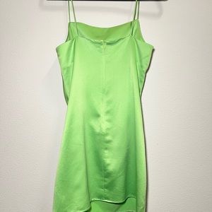 Green mini satin dress